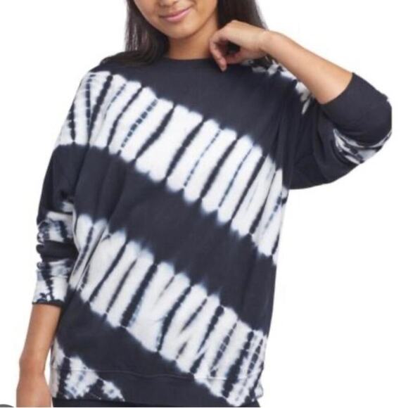 Sundown by Splendid Women's Elle Tie-Dye Sweater Long Sleeve Black White Size S - Picture 1 of 5